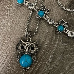 Owl necklace and bracelet set